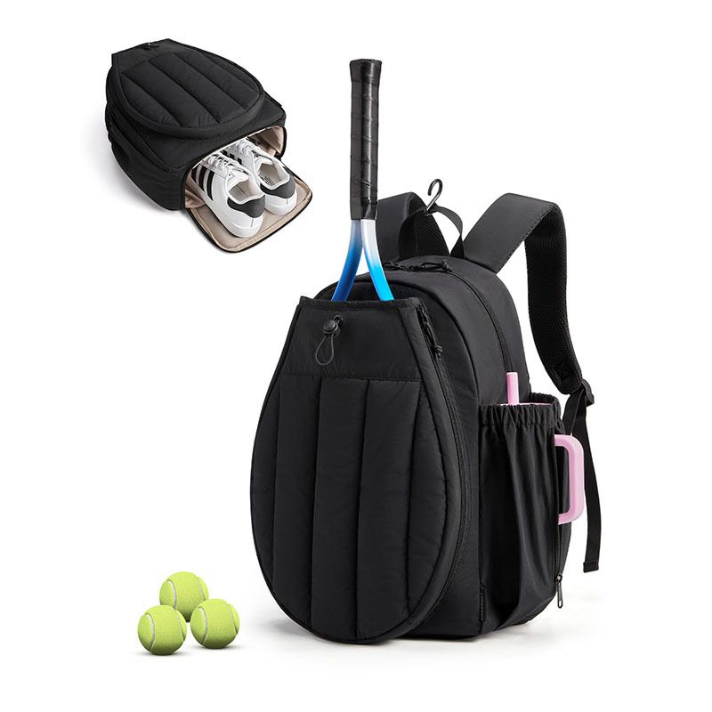Black Tennis Backpack with Shoe Compartment - Pickleball & Badminton Racket Bag
