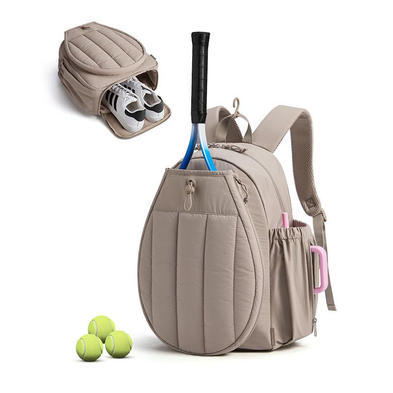 Brown Tennis Backpack with Shoe Compartment - Pickleball & Badminton Racket Bag