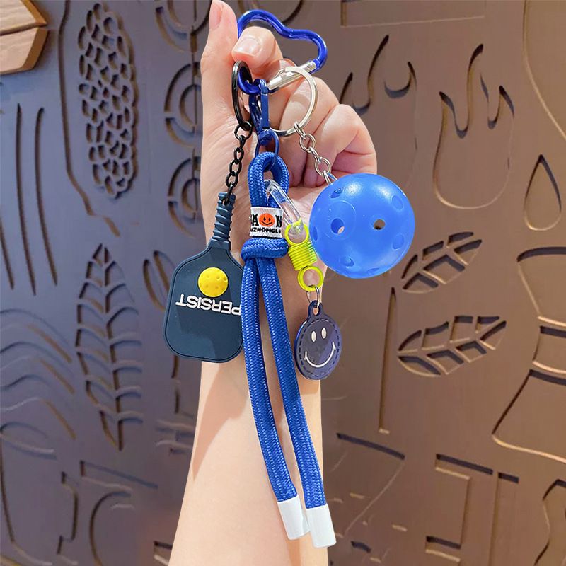 1 Piece Pickleball Keychain Bag Charm - Blue Sports Pendant with Mini Paddle view 2