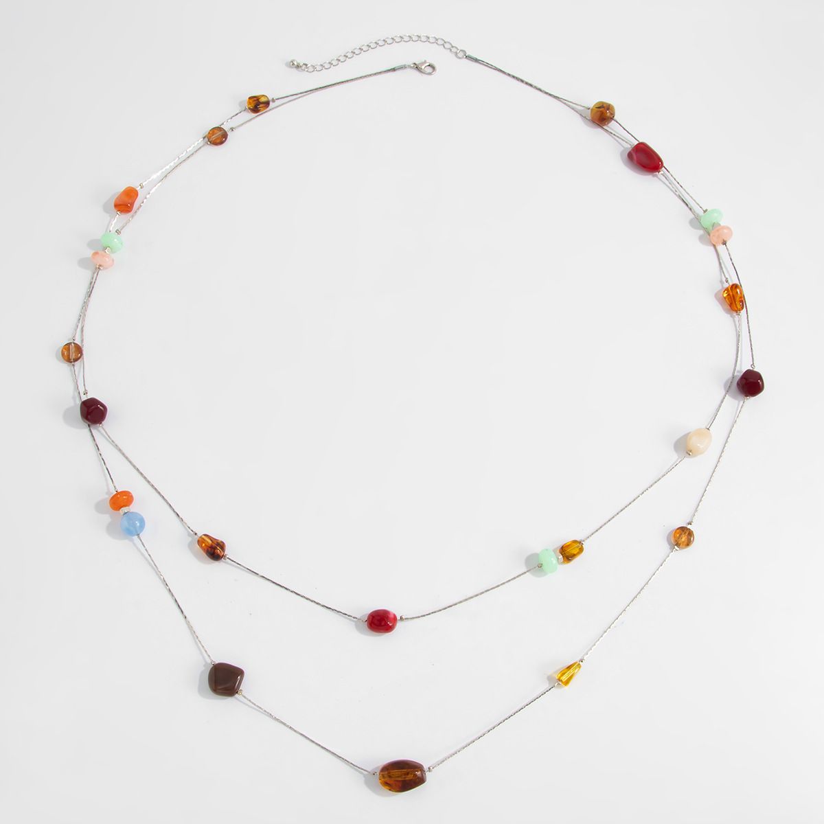 Double Layer Beaded Waist Chain - Multi-Color Resin Stone Body Chain with view 5