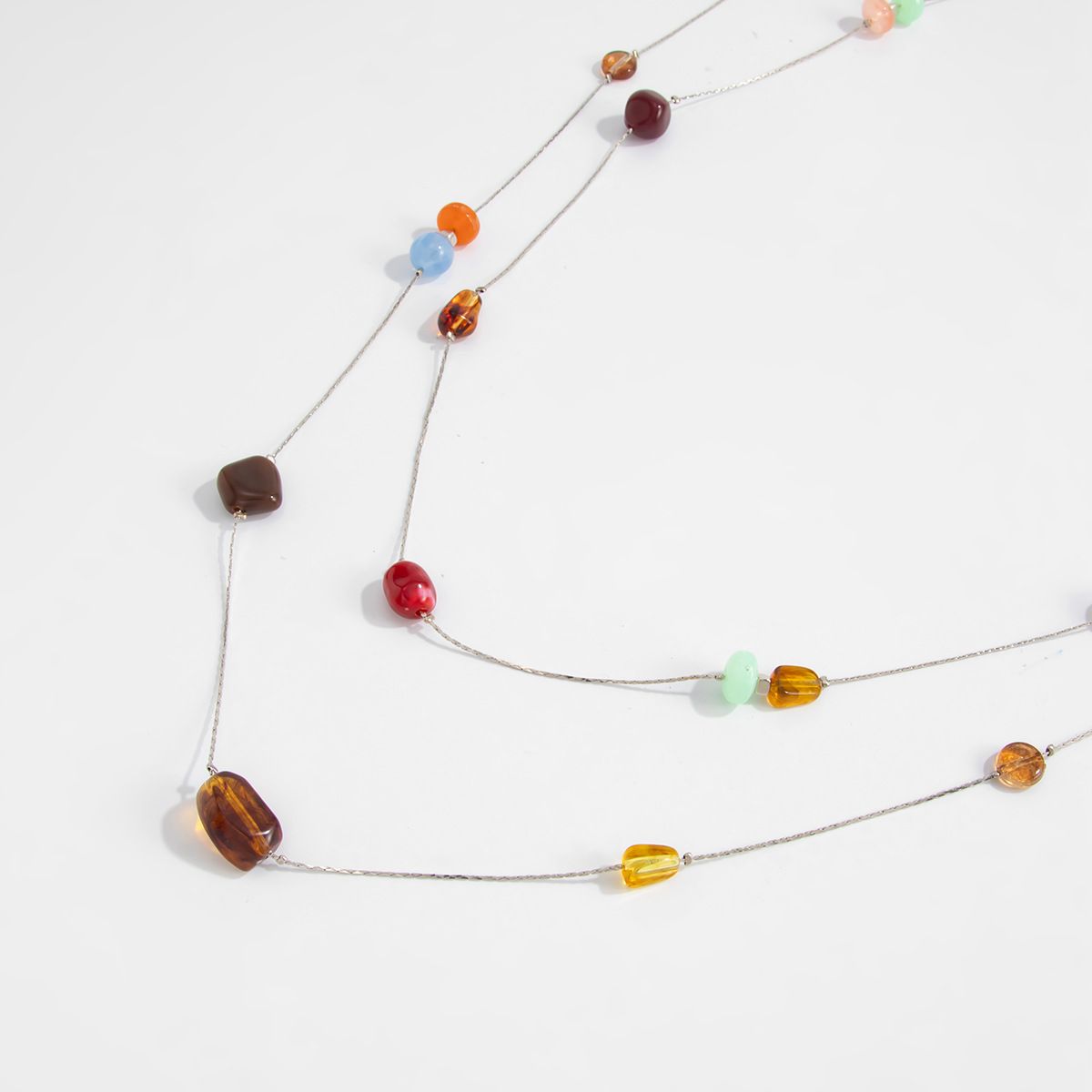 Double Layer Beaded Waist Chain - Multi-Color Resin Stone Body Chain with view 6