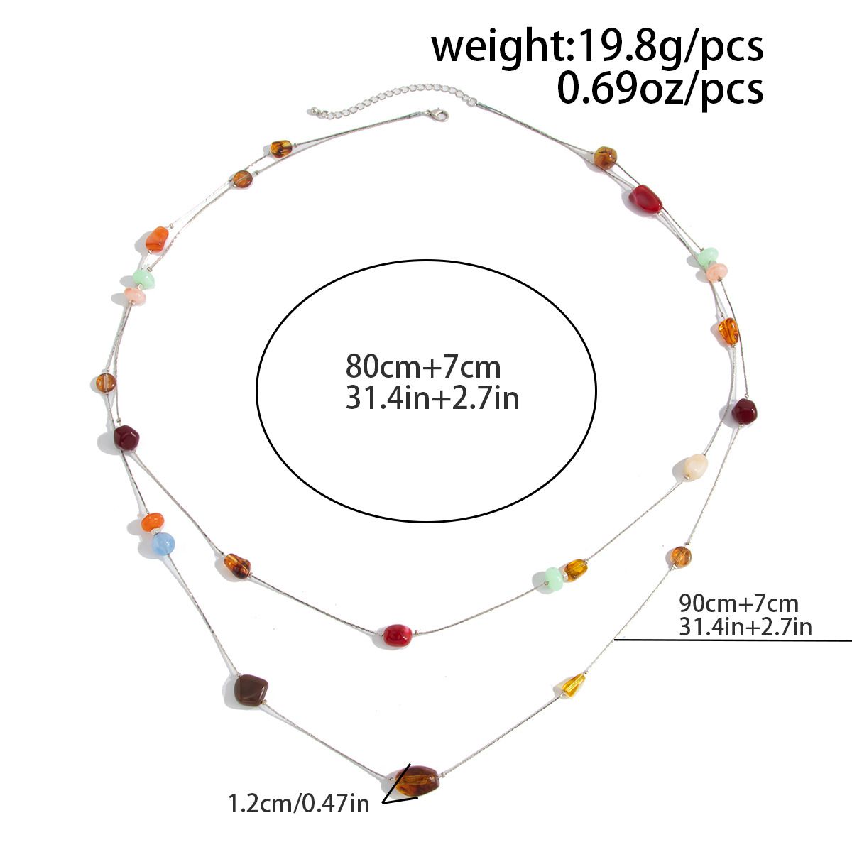 Gold Tone Resin Bead Body Chain - 90cm Delicate Metal Waist Chain with Amber view 7