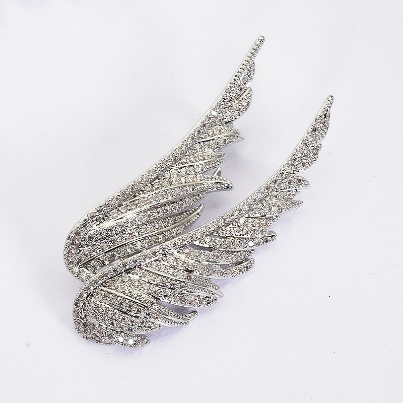 Crystal Wing Brooch for Women - Full Rhinestone Angel Feather Pin