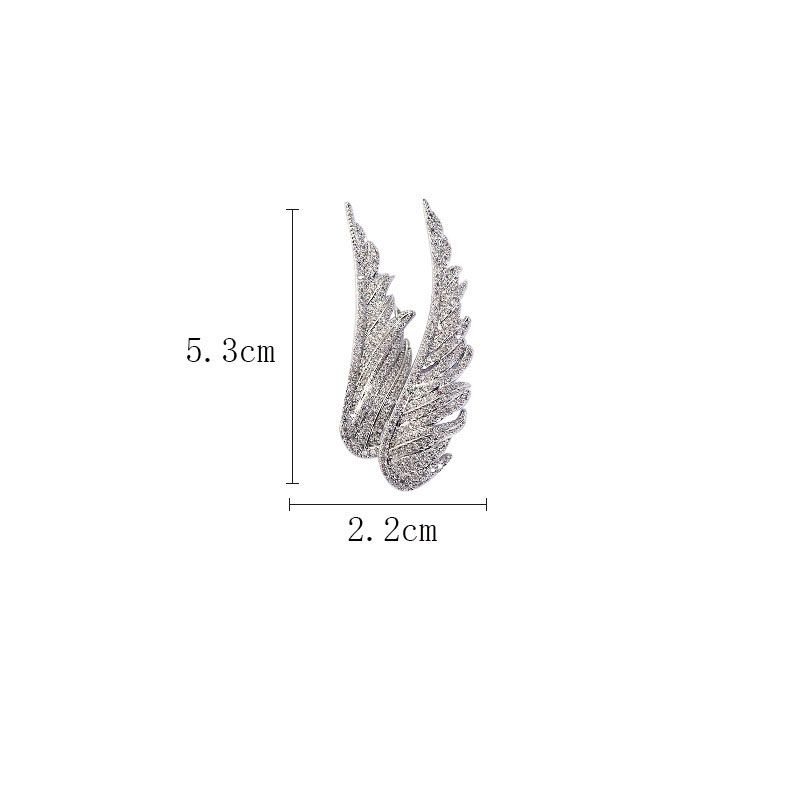 Gold Crystal Wing Brooch for Women - Full Rhinestone Double Feather Pin view 6
