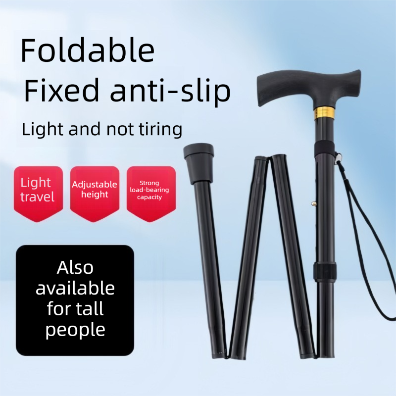 Folding Hiking Stick Red - Adjustable Aluminum Telescopic Walking Cane view 2