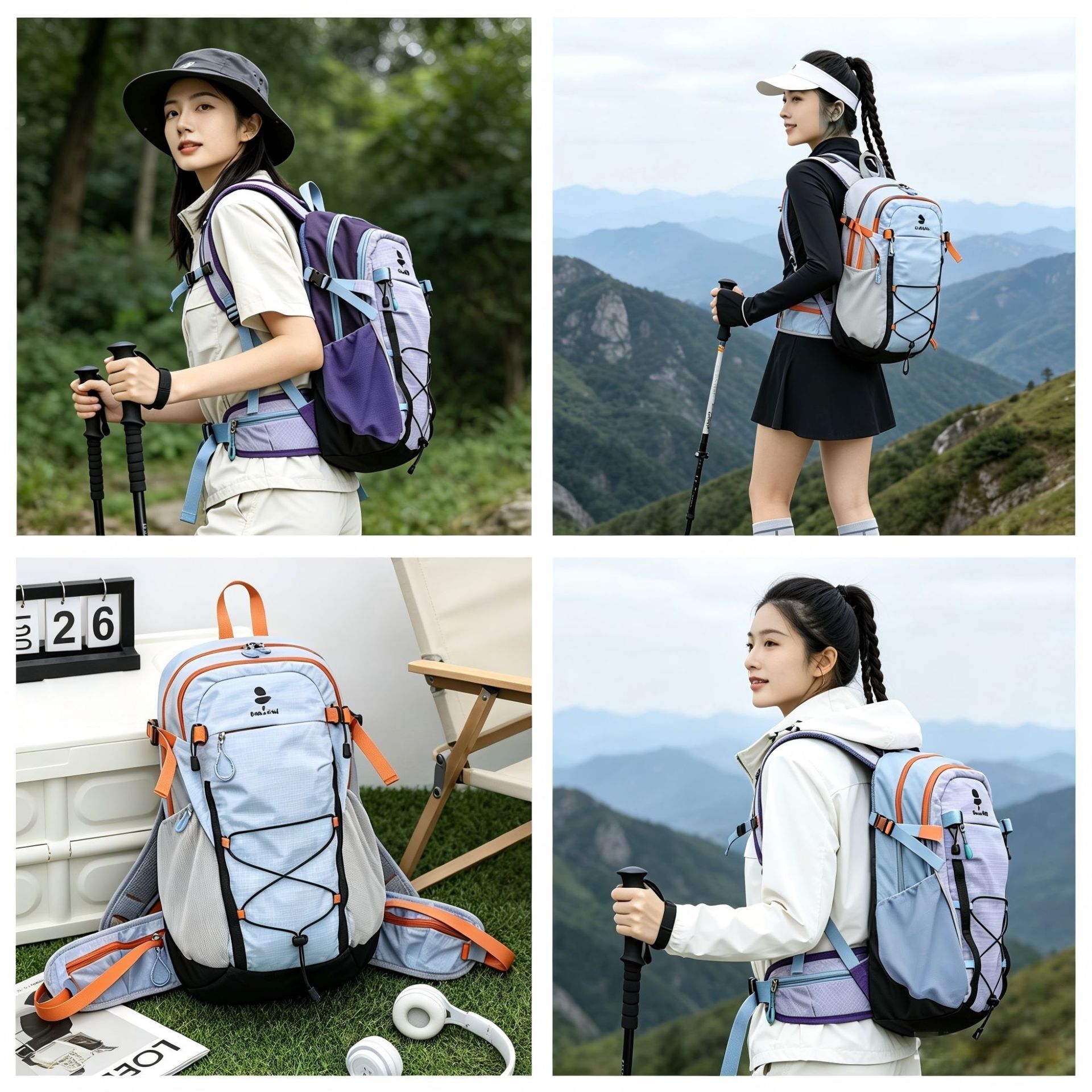 Lightweight Hiking Backpack 20L Black - Ultralight Oxford Cloth Daypack with view 2