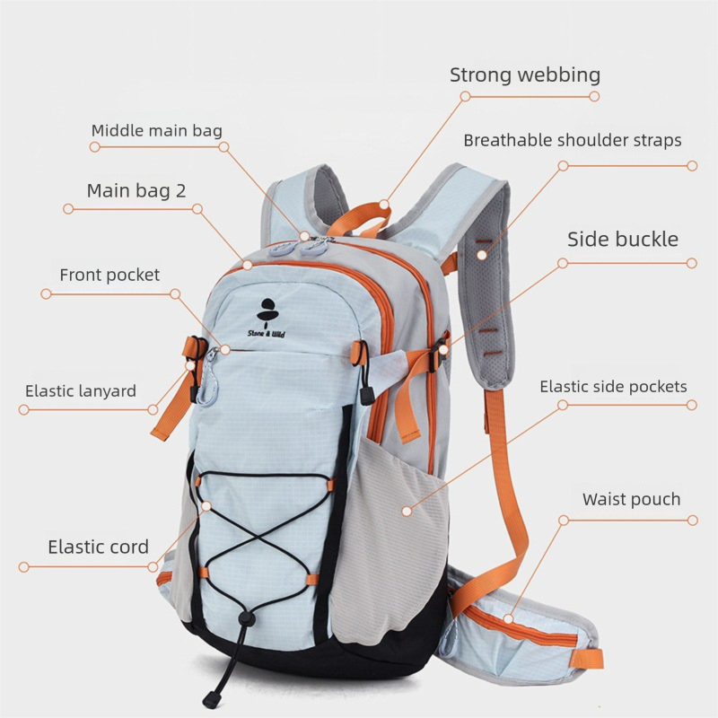 Lightweight Hiking Backpack 20L Black - Ultralight Oxford Cloth Daypack with view 3