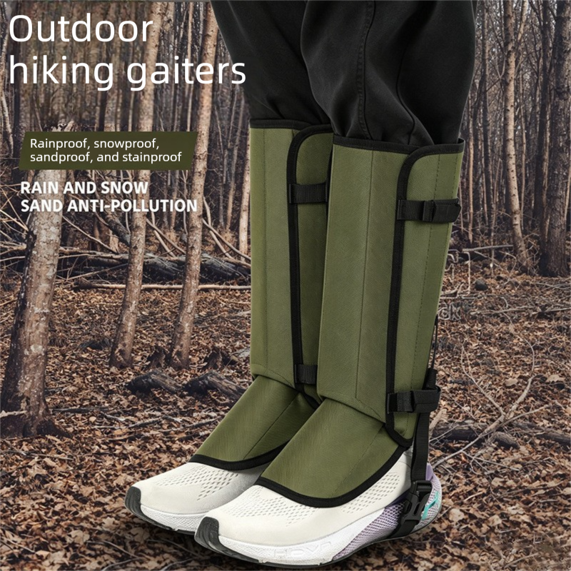 Waterproof Hiking Gaiters Green - 3 Layer Nylon Leg and Boot Covers with view 2