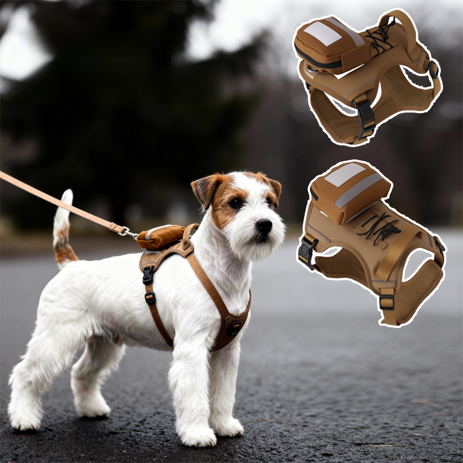 Dog Harness with Backpack and Leash Set - Size M Adjustable Breathable Mesh view 2