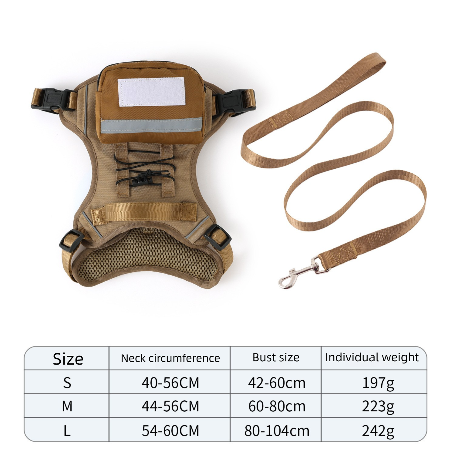 Dog Harness with Backpack and Leash Set - Size M Adjustable Breathable Mesh view 7