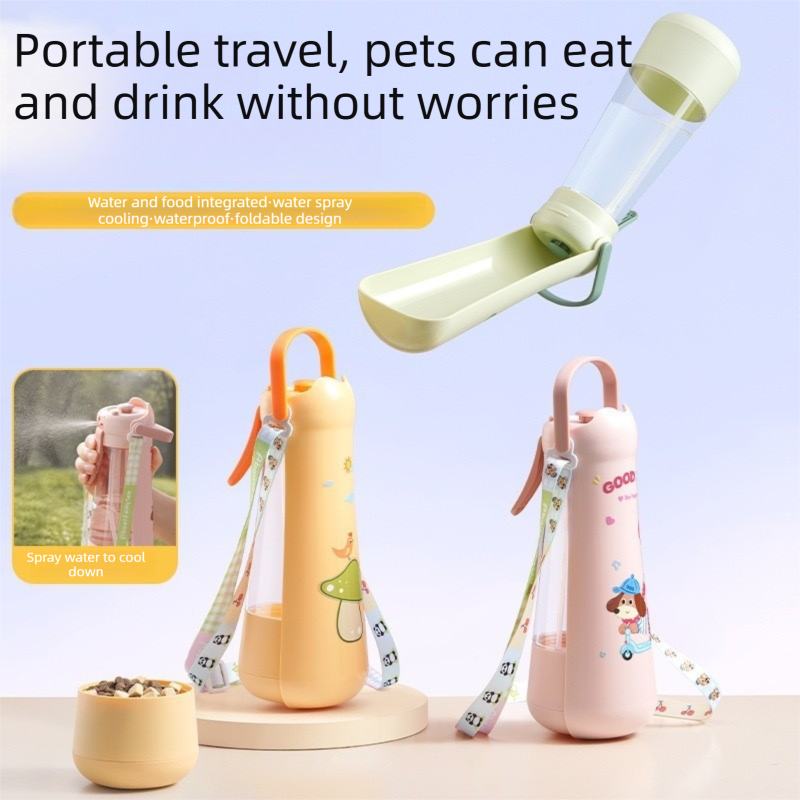 Portable Dog Water Bottle with Foldable Drinking Trough - Green 3-in-1 Pet view 3