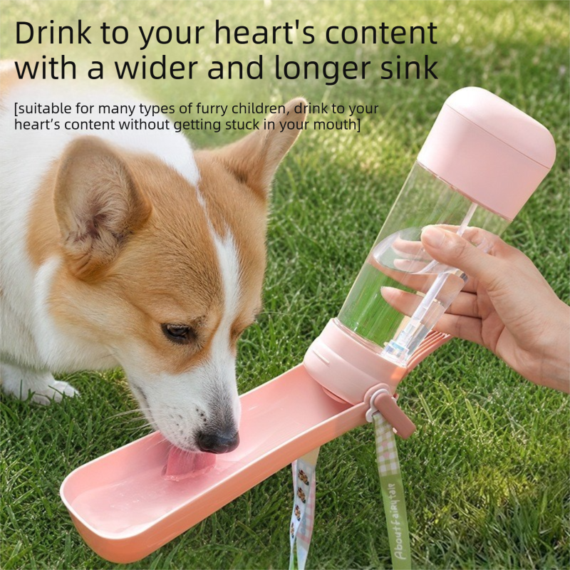 Portable Dog Water Bottle with Foldable Drinking Trough - Green 3-in-1 Pet view 6
