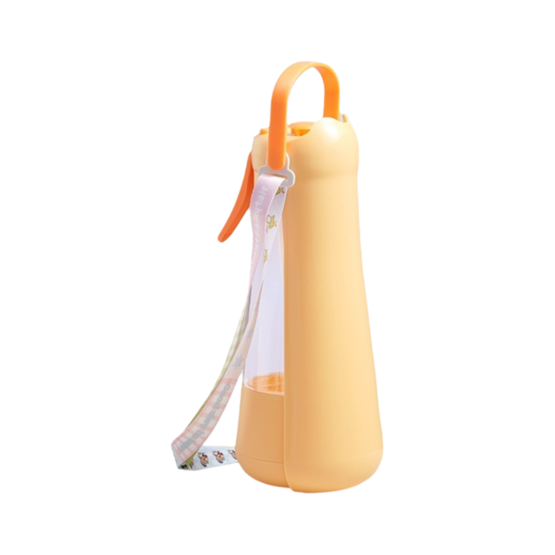 Portable Dog Water Bottle with Foldable Drinking Trough - Orange 3-in-1 Pet