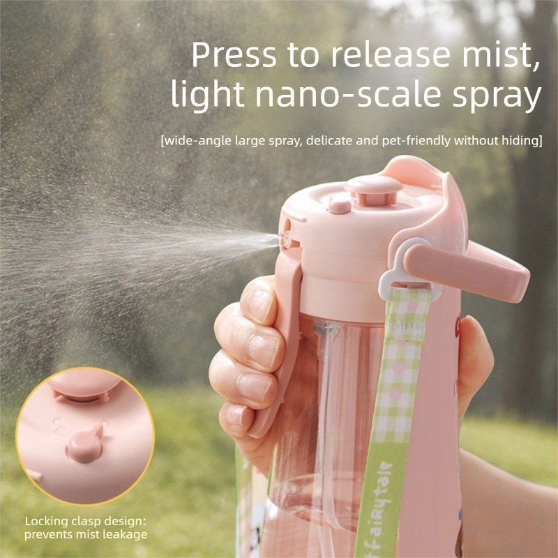 Portable Dog Water Bottle with Foldable Drinking Trough - Pink 3-in-1 Pet view 5