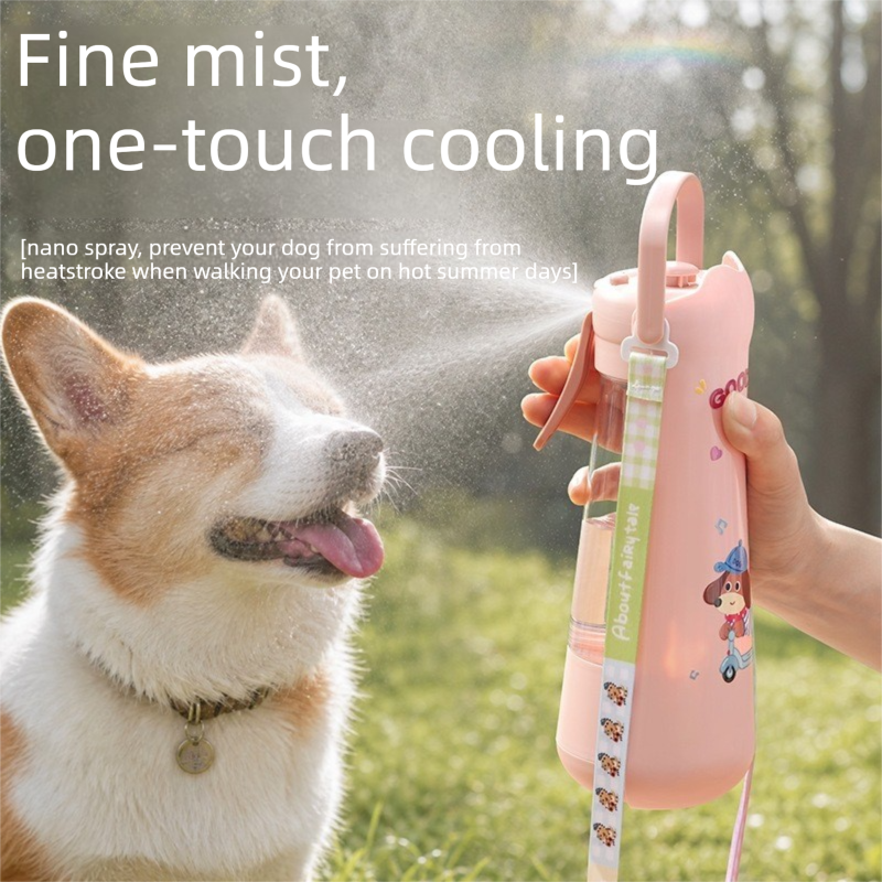 Portable Dog Water Bottle with Foldable Drinking Trough - Pink 3-in-1 Pet view 6