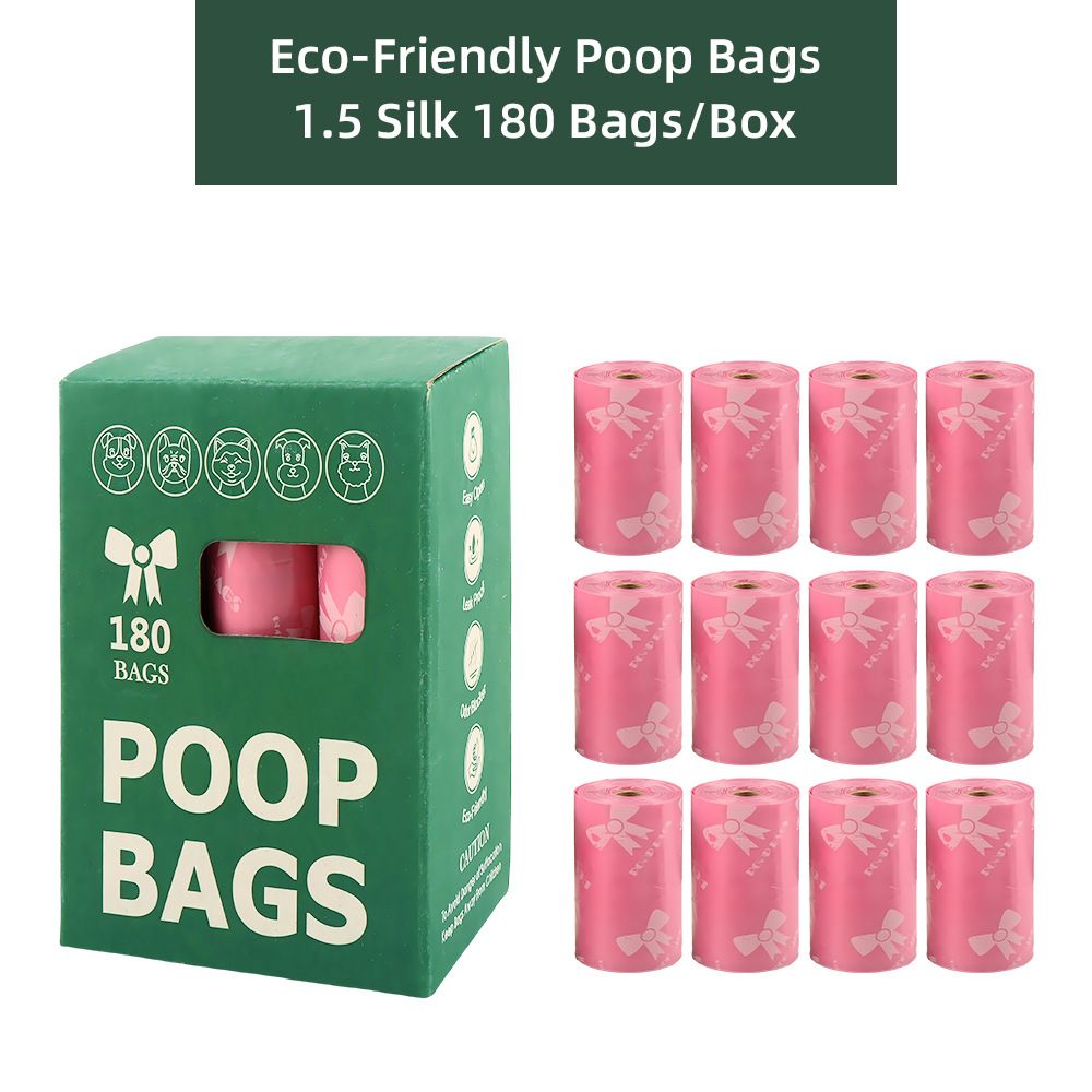 Pink Thickened Dog Poop Bags 180 Pack - 12 Rolls