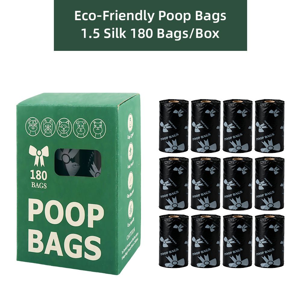 Black Thickened Dog Poop Bags 180 Pack - 12 Rolls