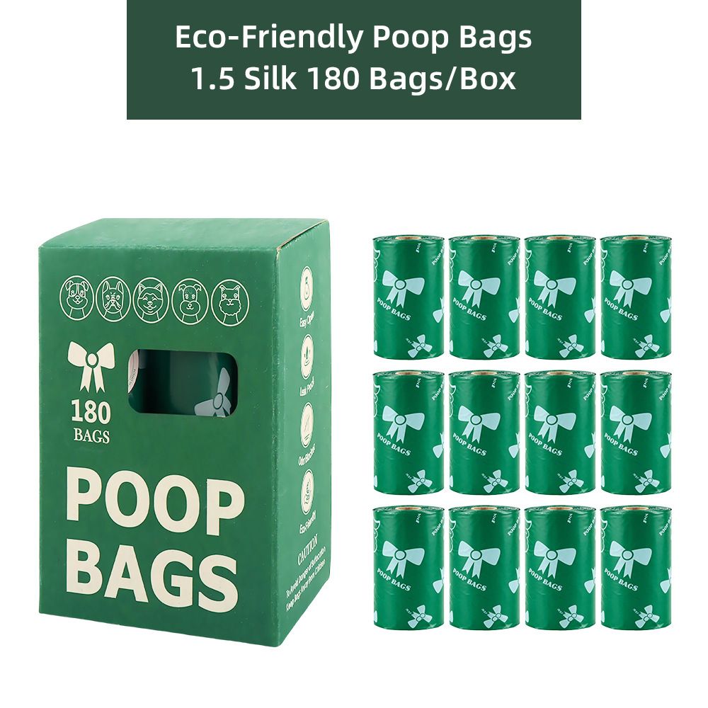 Green Thickened Dog Poop Bags 180 Pack - 12 Rolls