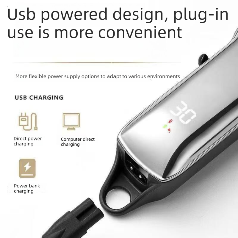 Silver Rechargeable Pet Hair Clippers - 1200mAh Dog and Cat Grooming Trimmer view 3