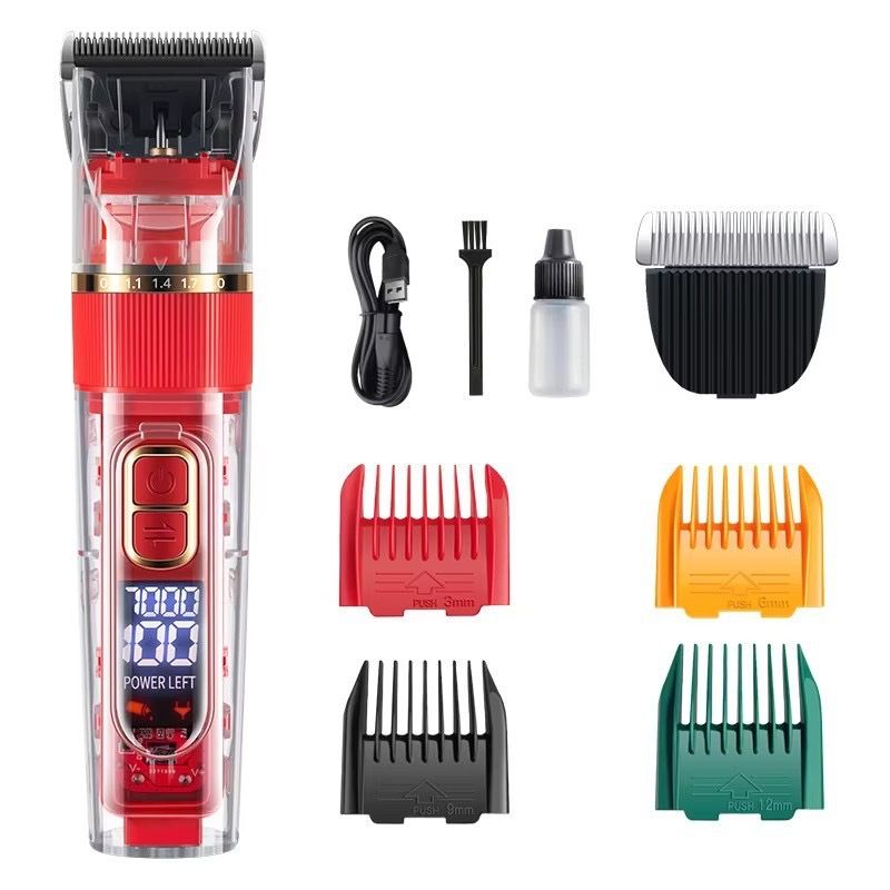 Rechargeable Pet Hair Clippers Red - 2000mAh Dog and Cat Grooming Trimmer with