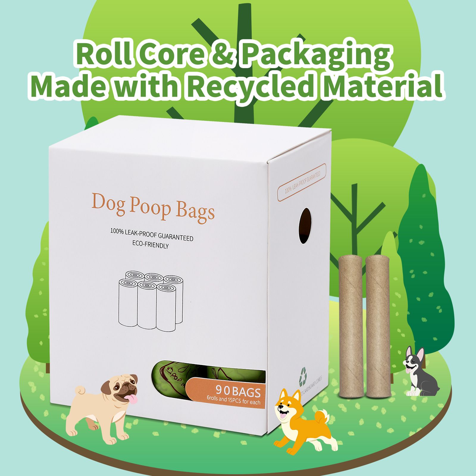 Degradable Dog Poop Bags with Dispenser - 16 rolls Pet Waste Bags view 2