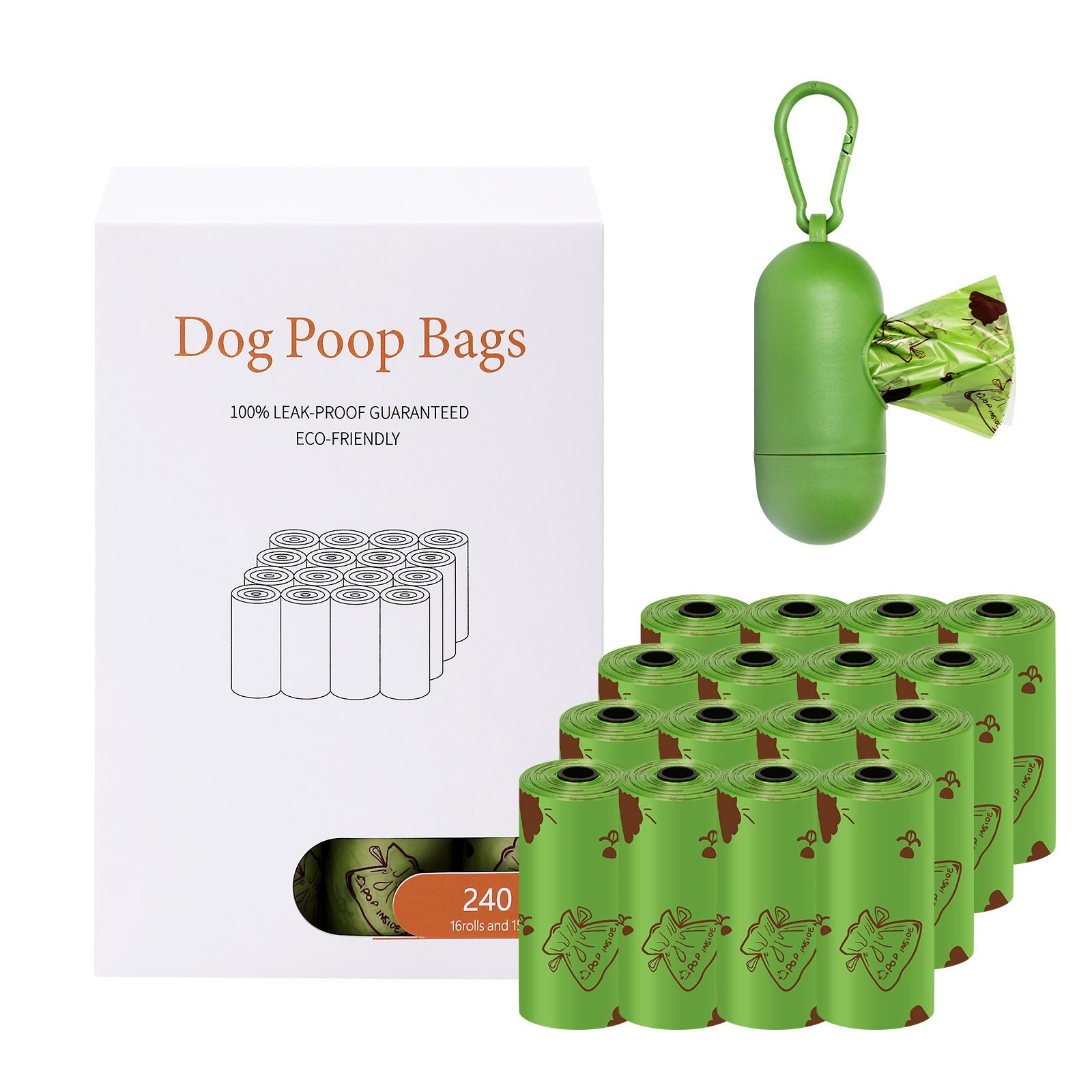 Degradable Dog Poop Bags with Dispenser - 16 Rolls Pet Waste Bags