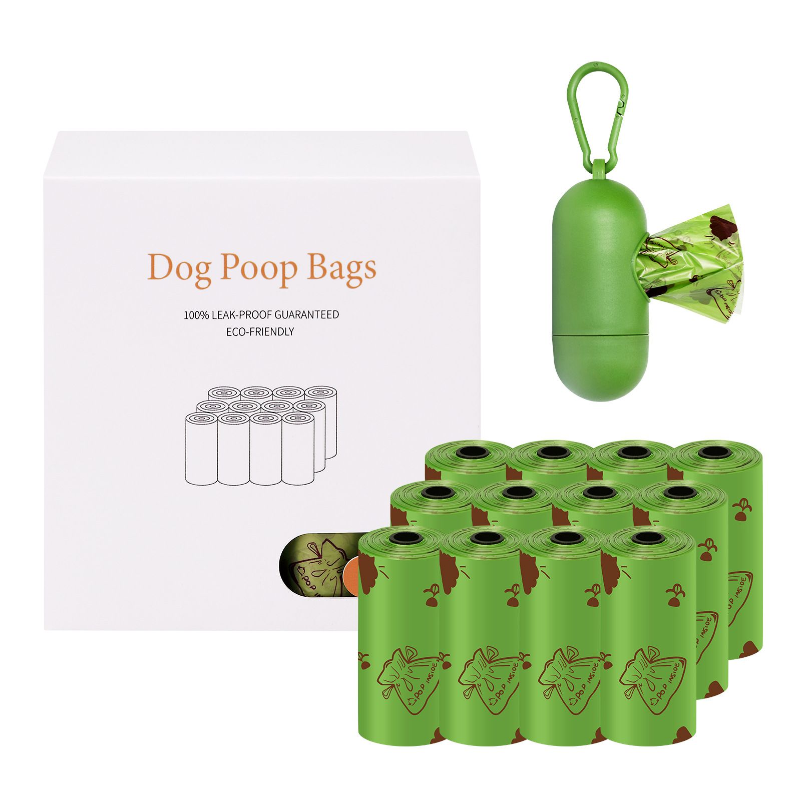 Degradable Dog Poop Bags with Dispenser - 12 Rolls Pet Waste Bags