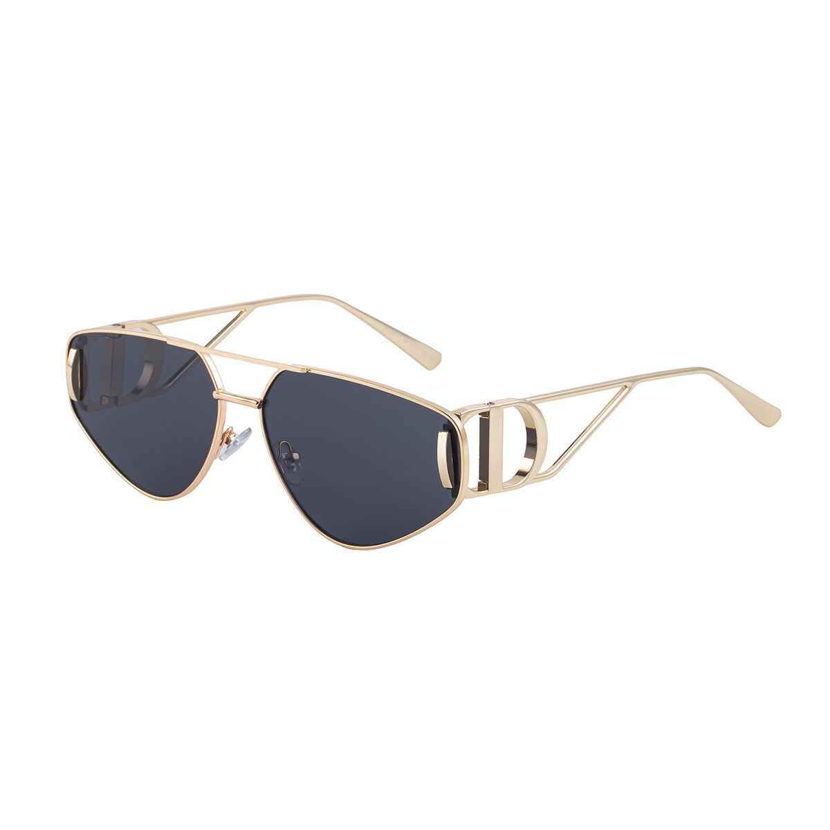 Women's Cat Eye Sunglasses - Gold Metal Frame with Grey PC Lenses