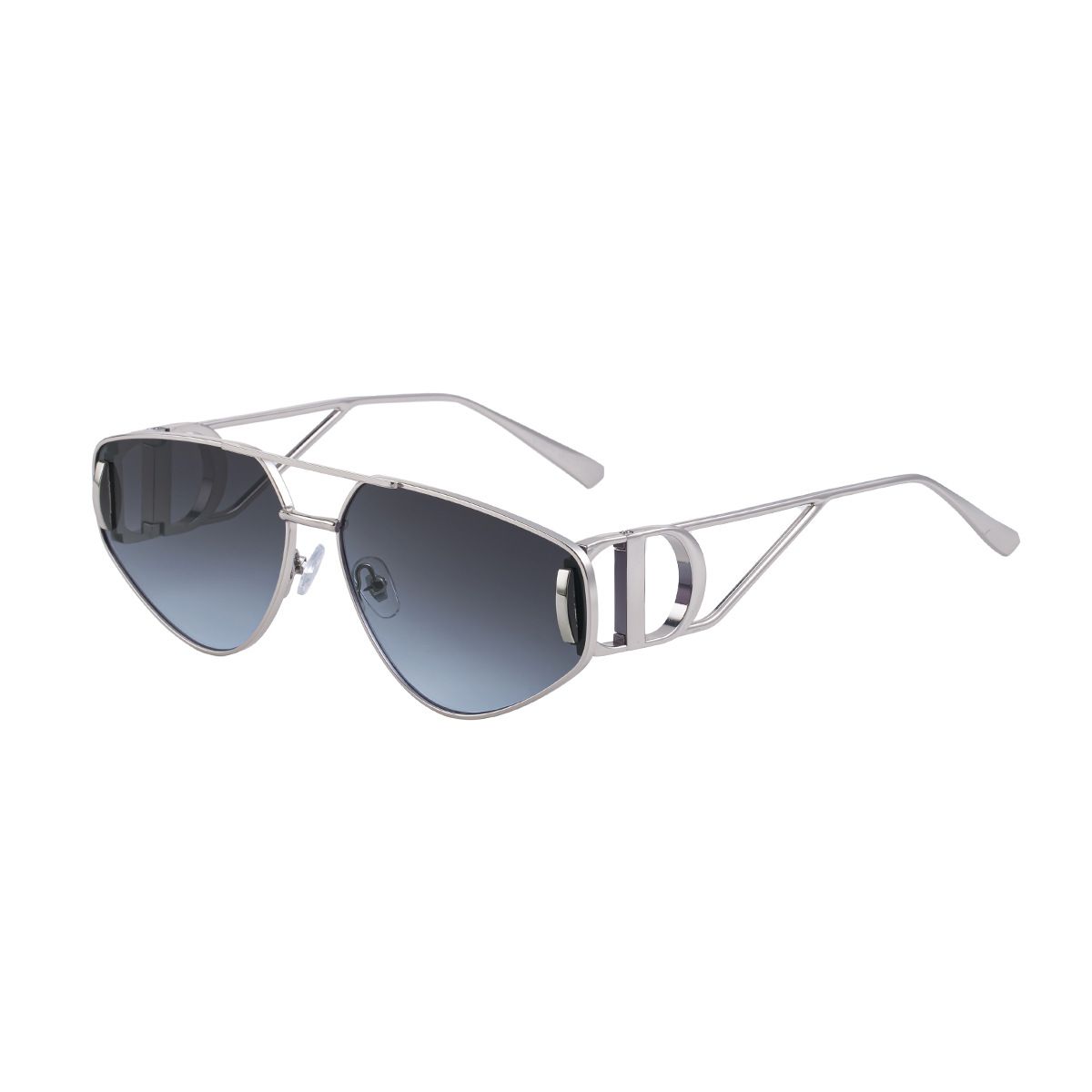 Women's Cat Eye Sunglasses - Silver Metal Frame with Grey PC Lenses