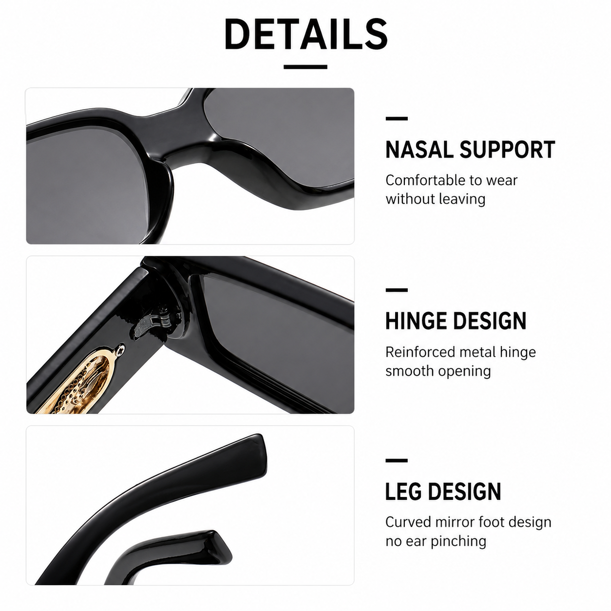 Rectangle Sunglasses with Leopard Detail - Pink frame PC Frame view 3