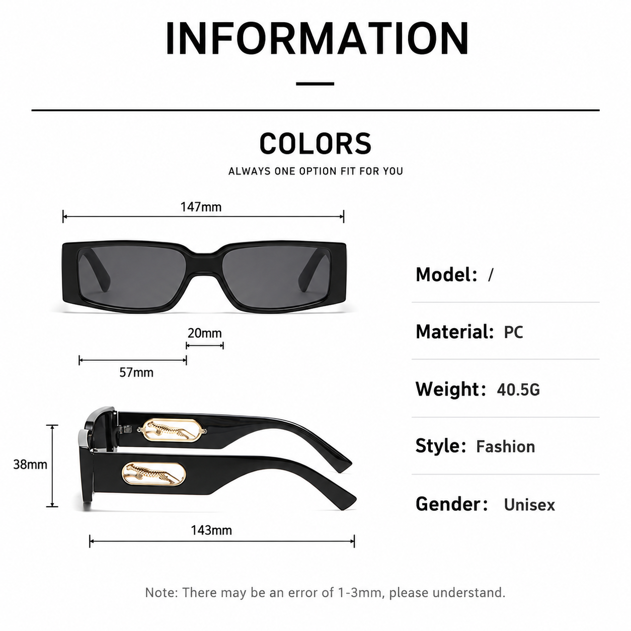 Rectangle Sunglasses with Leopard Detail - Gradient brown PC Frame view 4