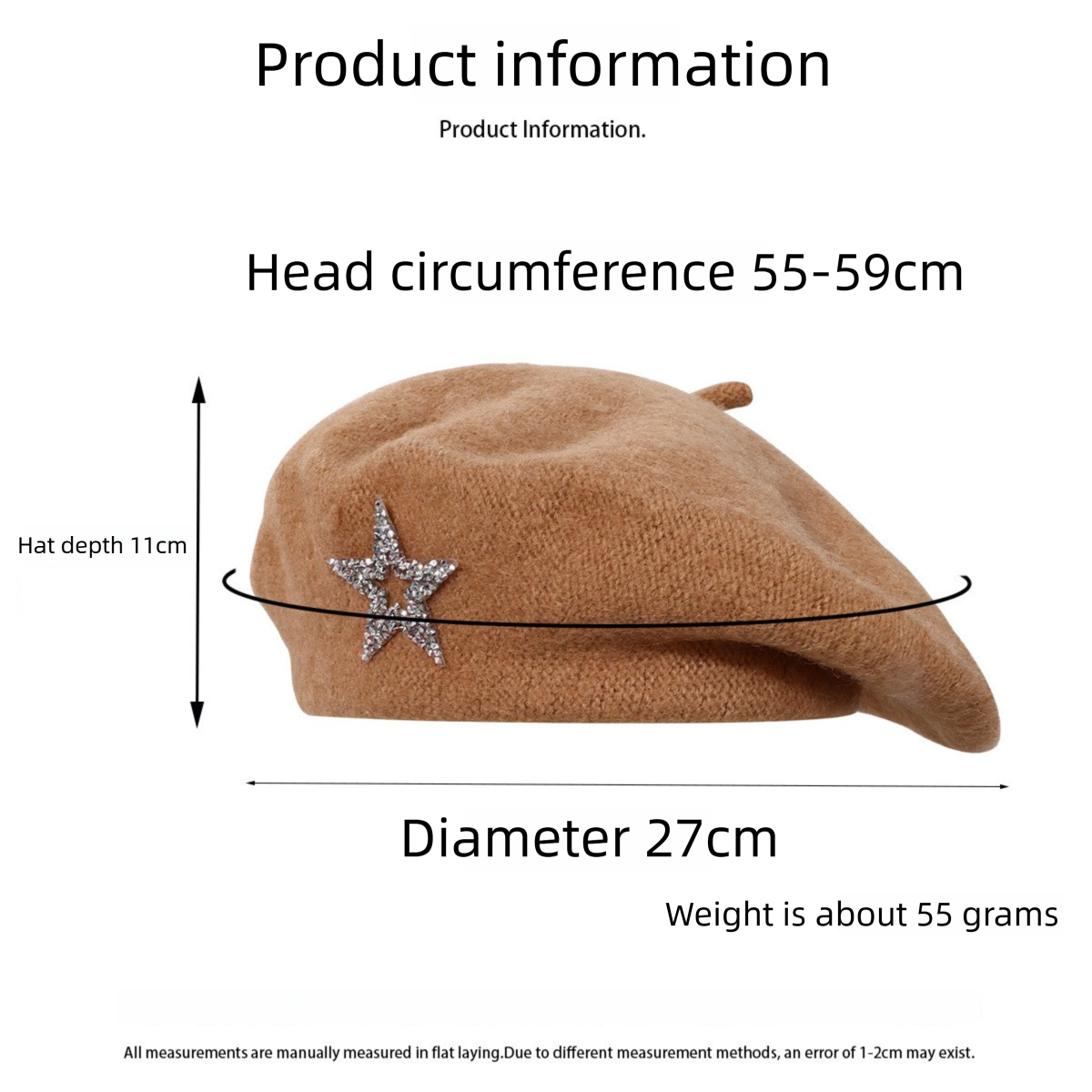 Women's Wool Blend Beret Hat -Red French Style Painter Cap with Sparkling view 5