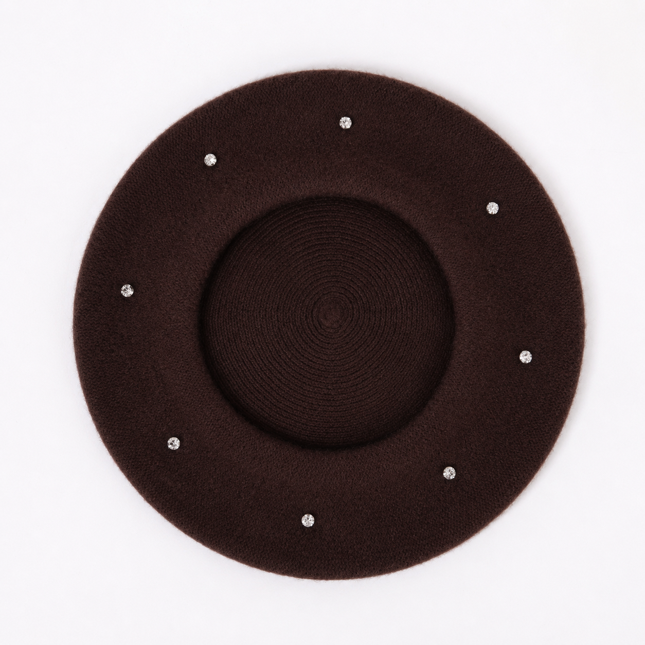 Women's Wool Blend Beret Hat - Brown French Style Painter Cap with Scattered view 2