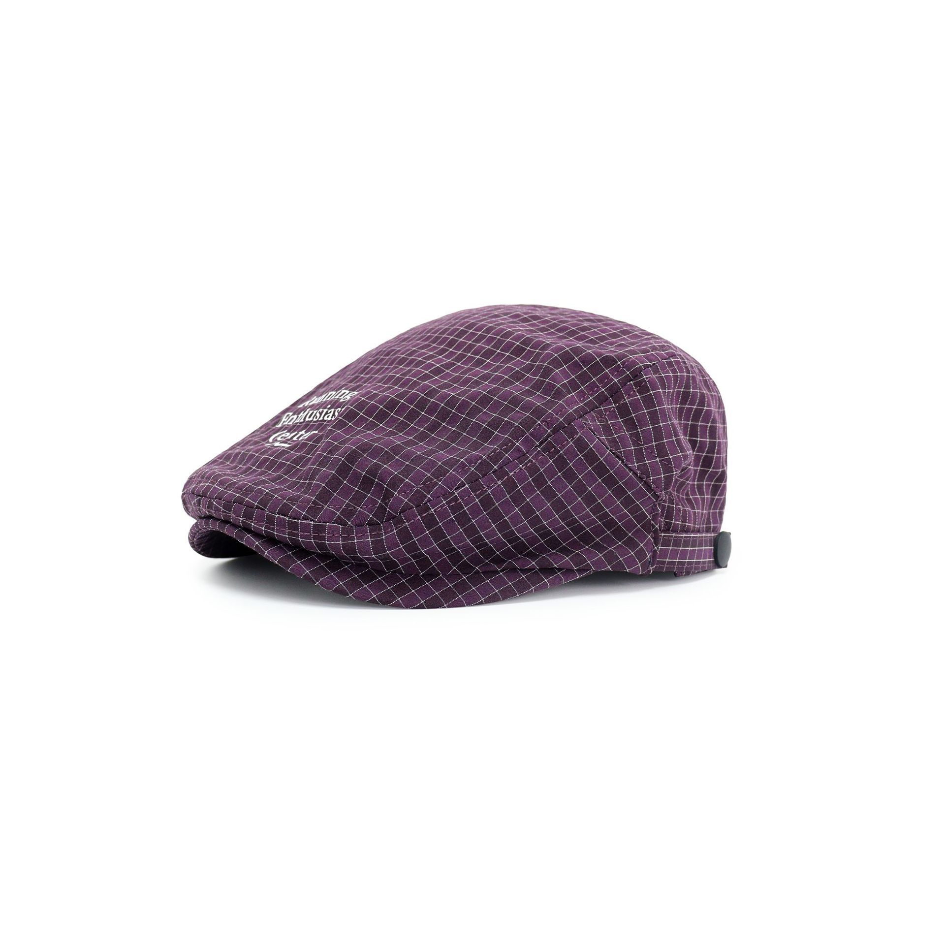 Women's Plaid Flat Cap - Purple Check Newsboy Painter Hat