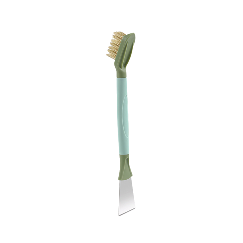 2-Pack Green Dual Head Kitchen Cleaning Brush Set - Stainless Steel Scraper