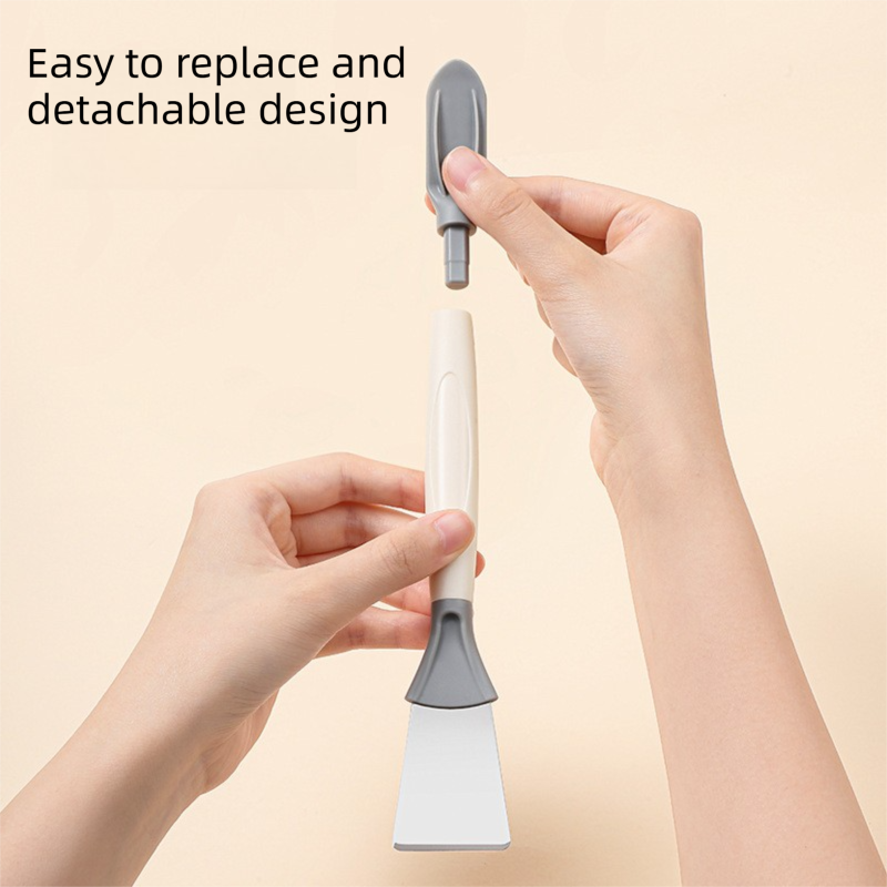 2-Pack Orange Dual Head Kitchen Cleaning Brush Set - Stainless Steel Scraper view 2