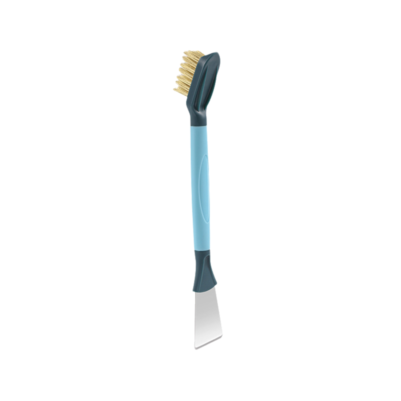 2-Pack Blue Dual Head Kitchen Cleaning Brush Set - Stainless Steel Scraper and