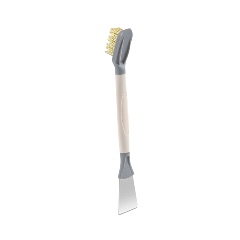 2-Pack White Dual Head Kitchen Cleaning Brush Set - Stainless Steel Scraper
