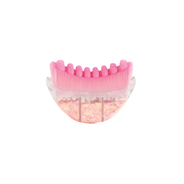 Pink Glitter Facial Contour Massage Brush(Large) - Ergonomic Crescent Shape