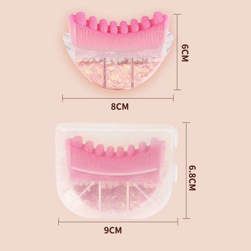 Pink Glitter Facial Contour Massage Brush(Large) - Ergonomic Crescent Shape view 2