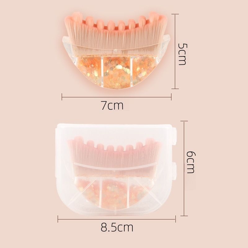 Yellow Glitter Facial Contour Massage Brush(Small) - Ergonomic Crescent Shape view 2