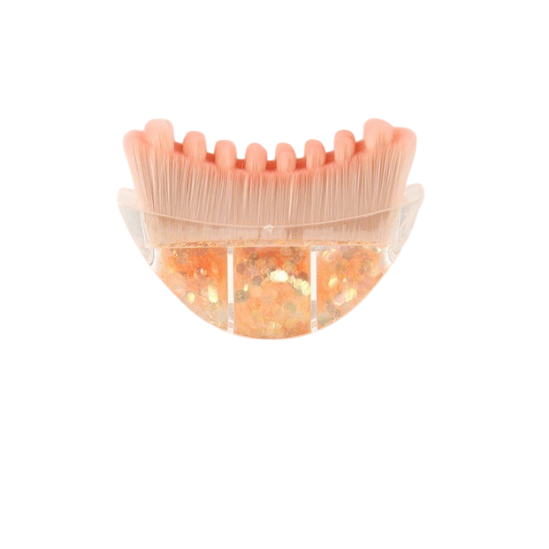 Yellow Glitter Facial Contour Massage Brush(Size) - Ergonomic Crescent Shape