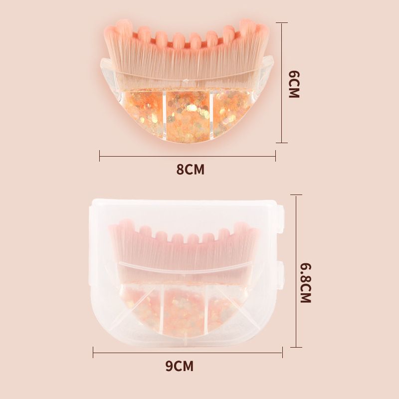 Yellow Glitter Facial Contour Massage Brush(Size) - Ergonomic Crescent Shape view 2