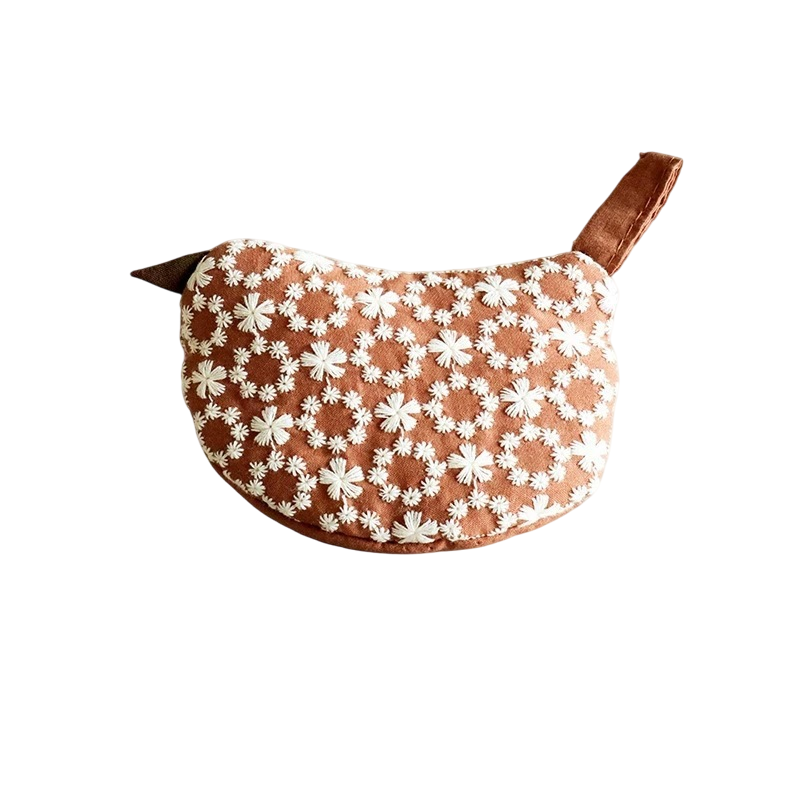 2 PCS Brown Blue Bird Shaped Pot Lid Lifter Heat Resistant Cotton Potholder