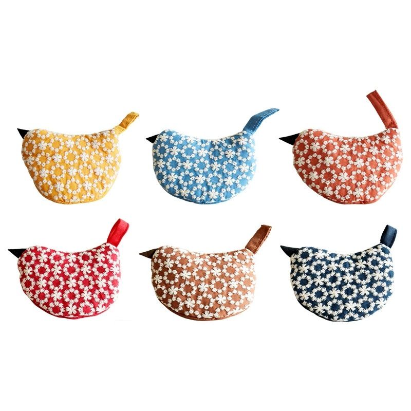 1 PCS Brown Blue Bird Shaped Pot Lid Lifter Heat Resistant Cotton Potholder view 2