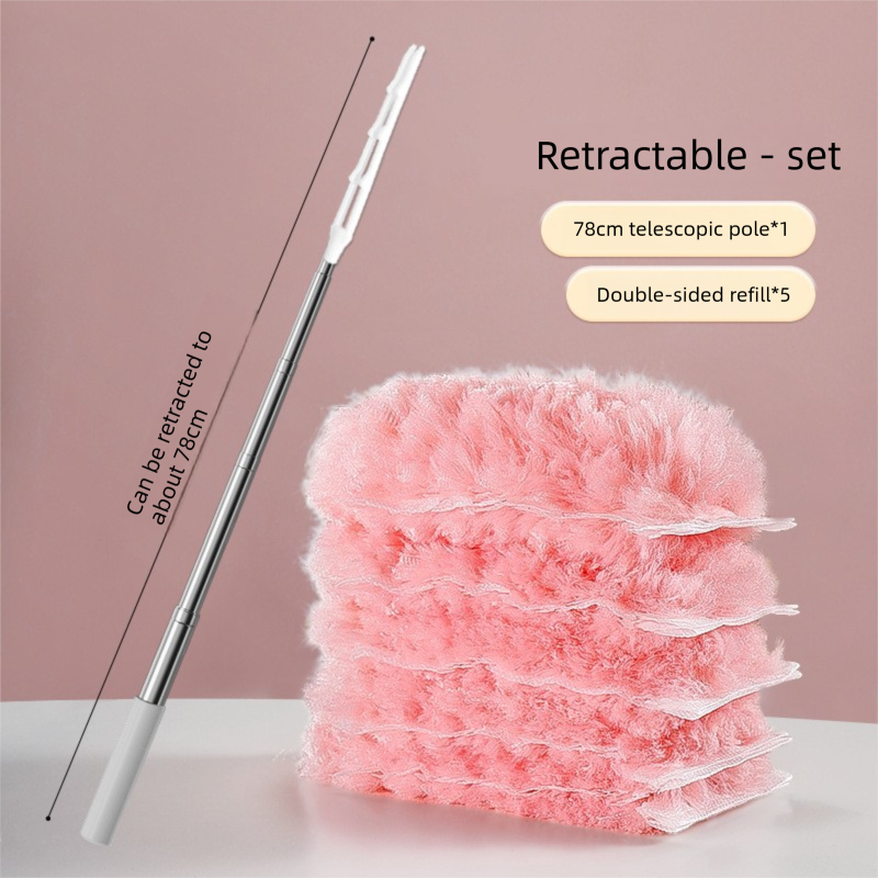 Pink Electrostatic Duster with Extendable Handle - Disposable Double-Sided 360
