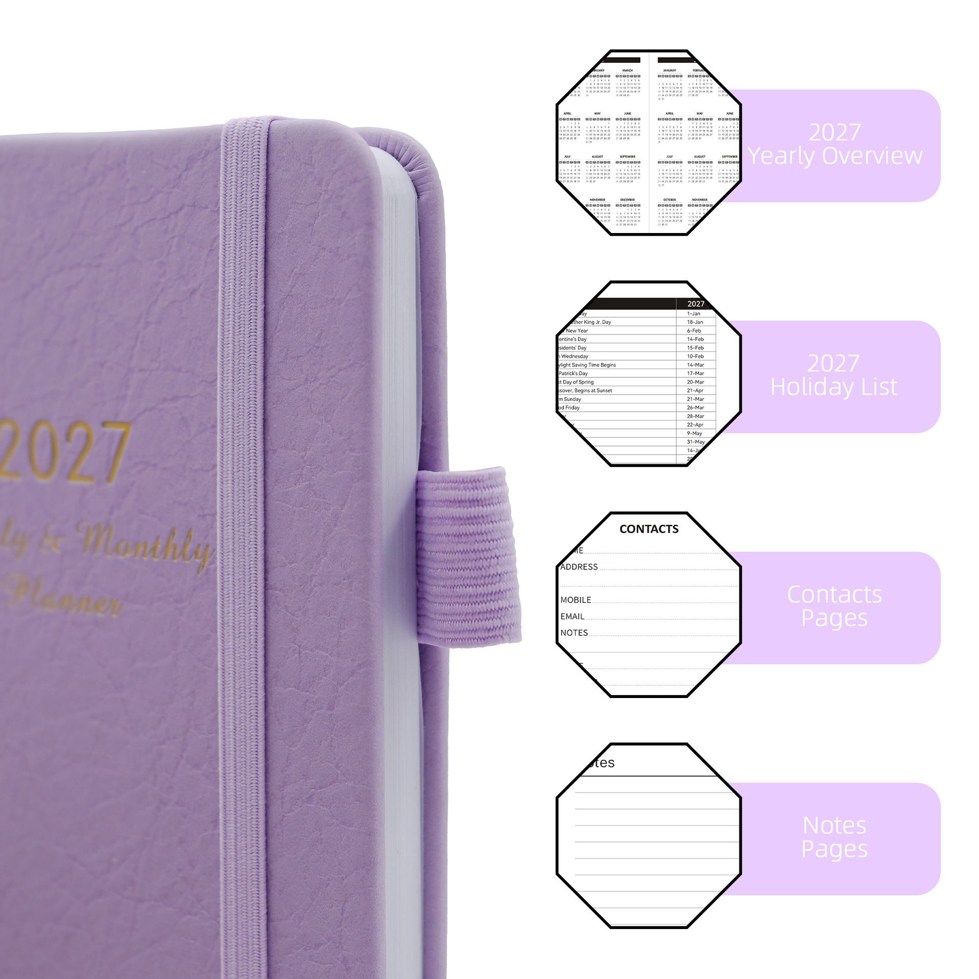 2027 Green Weekly & Monthly Planner - Compact 18 x 10 cm English Schedule Book view 5