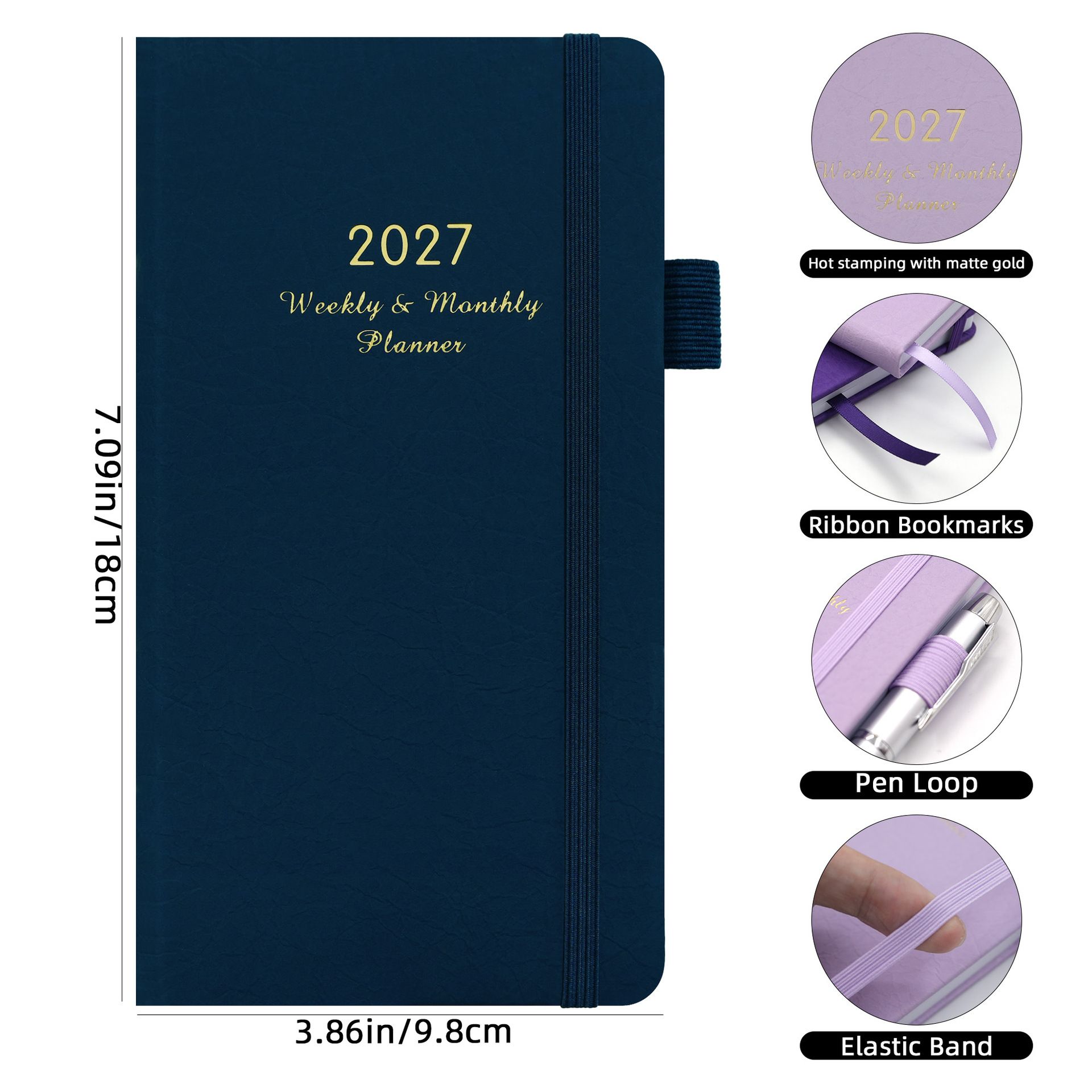 2027 Green Weekly & Monthly Planner - Compact 18 x 10 cm English Schedule Book view 6