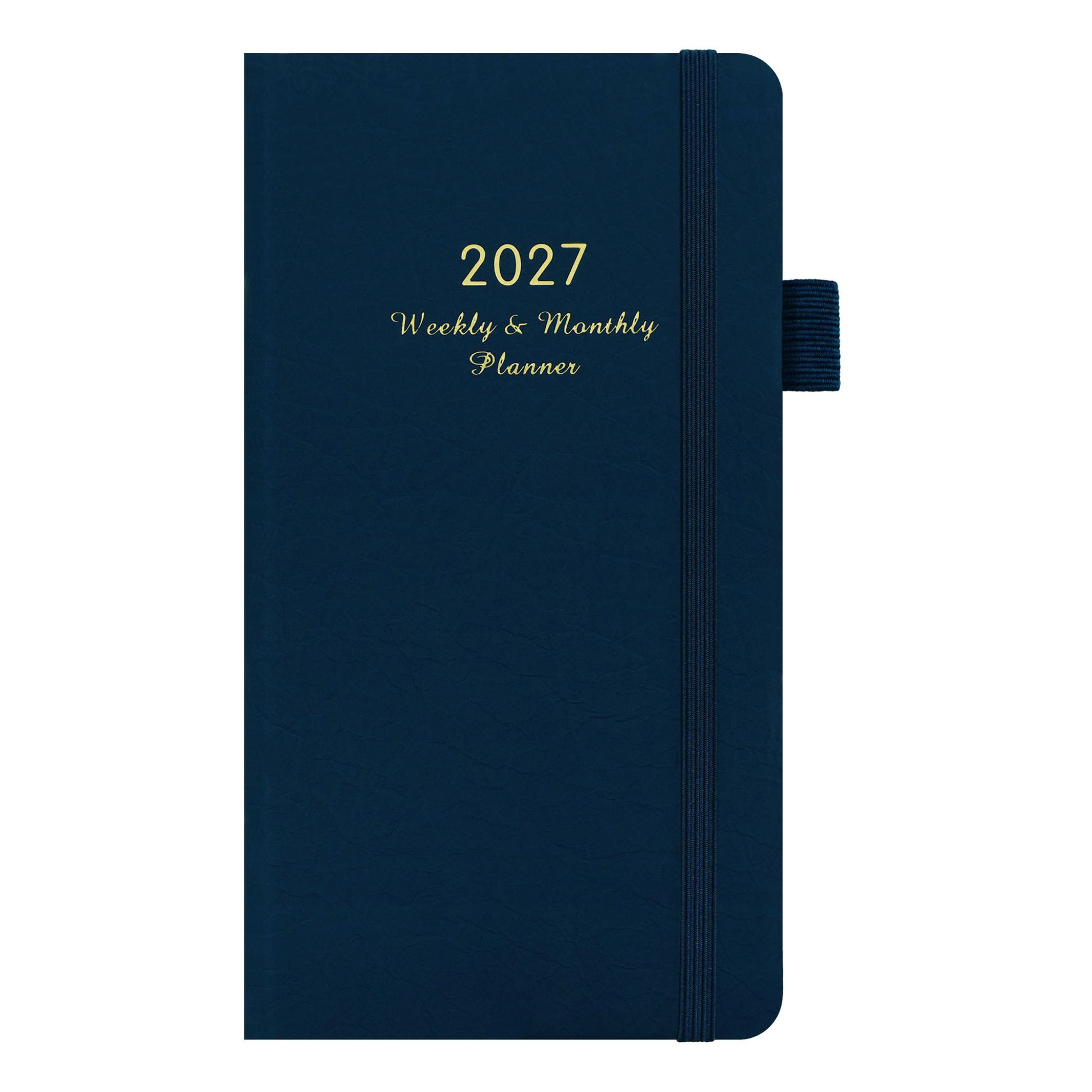 2027 Dark Blue Weekly & Monthly Planner - Compact 18 x 10 cm English Schedule Book