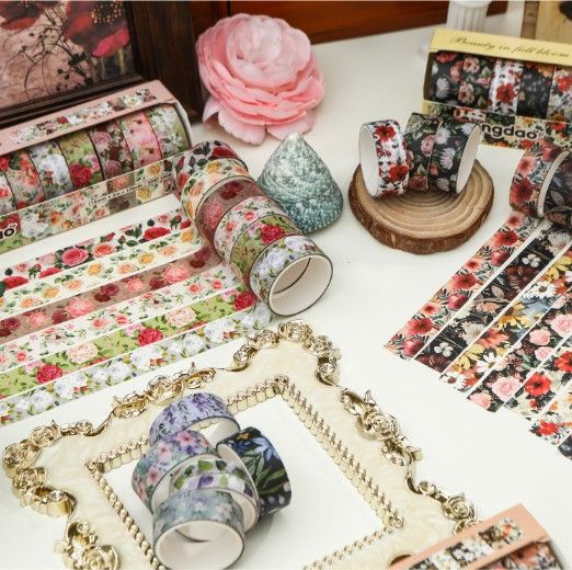 10-Roll Floral Washi Tape Set (Style 2) - 15 mm x 2 m Decorative Flower view 2